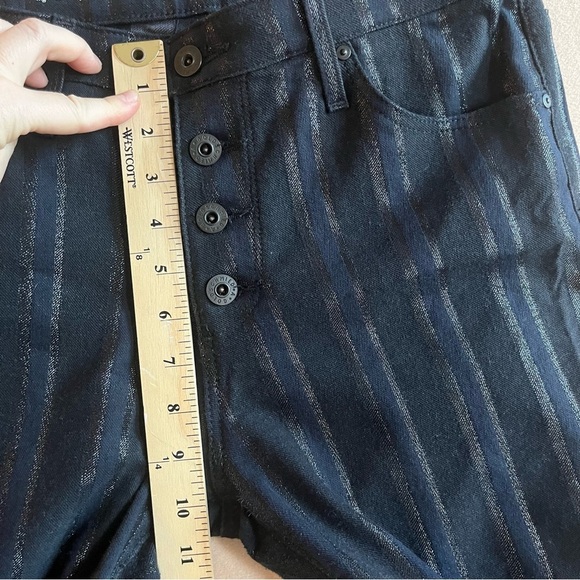 AG Adriano Goldschmied Jodi Button Up High Rise Flare Crop Metallic in 28R - Picture 12 of 15